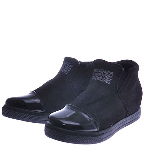 Wsuwane czarne dziewczęce sneakersy /C2-2 12560 t293/