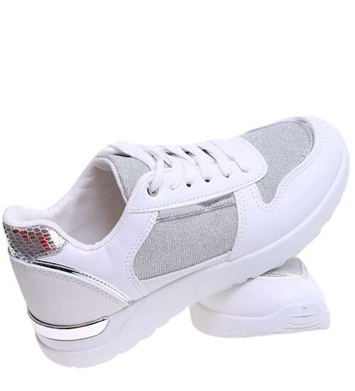 Wiązane białe buty sportowe damskie /G1-3 16066 G283/