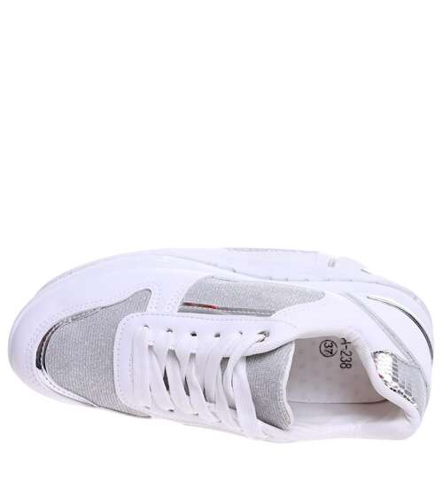 Wiązane białe buty sportowe damskie /G1-3 16066 G283/