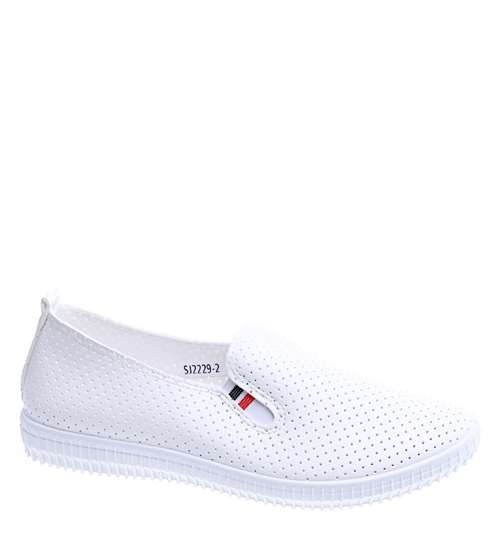 Wkładane białe damskie buty sportowe /E6-2 14246 T299/