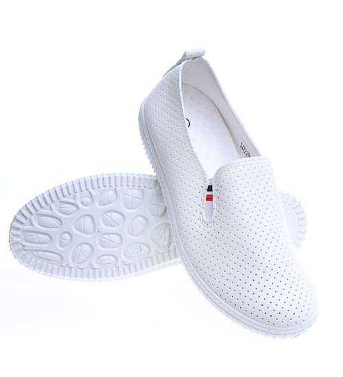 Wkładane białe damskie buty sportowe /E6-2 14246 T299/