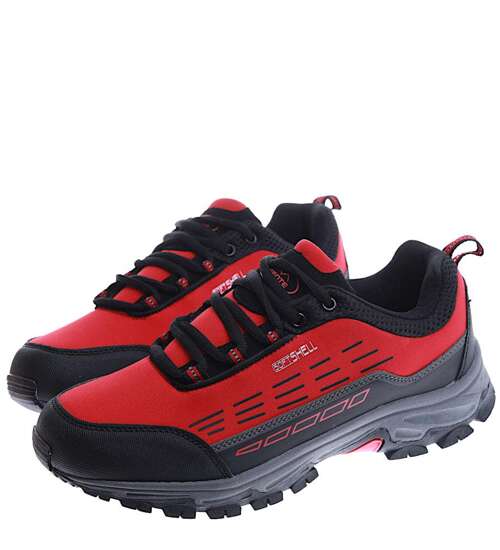 Czerwone męskie buty trekkingowe /G8-3 15018 T782/