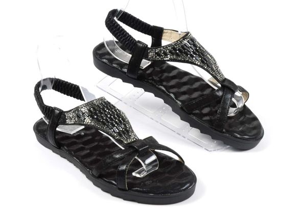 Błyszczące sandały /B6-2 Ae340 S324/ Black