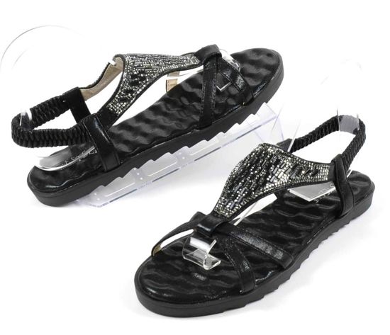 Błyszczące sandały /B6-2 Ae340 S324/ Black