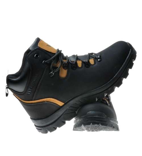 Solidne męskie buty z ociepleniem V&T Czarne /B5-3 7037 S592/