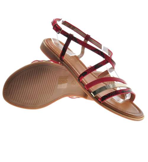 Damskie sandały z paseczkami czerwone  /D1-3 8630 S102/