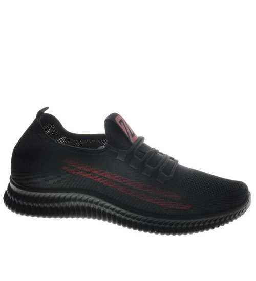 Czarne sportowe obuwie męskie Black-Red /G13-3 9029 S275/