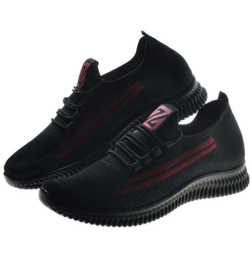 Czarne sportowe obuwie męskie Black-Red /G13-3 9029 S275/