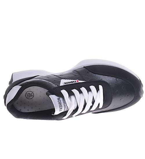 Czarne damskie sneakersy /B3-3 11179 T228/