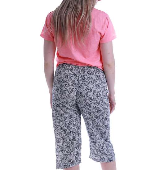 Różowa damska piżama z listkami /H2-K17 P77  S195/
