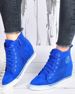 Zamszowe sneakersy z ażurową cholewką LT BLUE /D7-3 3766 S197/