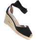 Damskie sandały espadryle na koturnie Czarne /F3-2 8723 S206/