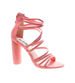 Damskie sznurkowe sandały na słupku Różowe  /X4-5 5089 S290/