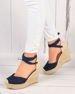 Granatowe sandały na koturnie i platformie /xx 3561 S492/