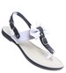 Biało czarne damskie sandały ze skóry naturalnej LOK H SR373