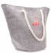 Shopper Bag- duża torba na zakupy z flamingiem SZARA /HT20 S494/