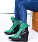 Damskie trampki sneakersy na koturnie Seastar Green- black /A1-3 15100 T937/