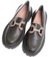 Zielone loafersy damskie półbuty na platformie /E6-1 15488 T336/