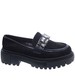 Czarne loafersy z kamieniami półbuty na platformie /C1-1 15499 T336/