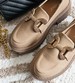 Wiosenne loafersy damskie półbuty na platformie Khaki /D8-1 15487 T336/