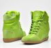 Trampki sneakersy na koturnie OUTLET Neon Green /C6-1 3825 S098/