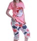 Brzoskwiniowa damska piżama z księżycem /H2-K46 P75 S195/
