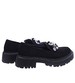 Wsuwane czarne loafersy damskie z kamieniami /E3-3 14644 T640/