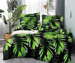 Czarna pościel z zielonymi liściami Fashion Home 180x200 /G10-3 7052 S297/