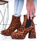 Botki damskie na platformie Leopard /A4-1 16842 G382/