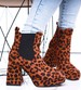 Botki damskie na platformie Leopard /A4-1 16842 G382/