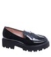 Wsuwane czarne loafersy damskie na platformie /G11-2 14650 T640/