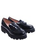 Wsuwane czarne loafersy damskie na platformie /G11-2 14650 T640/