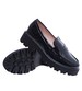 Wsuwane czarne loafersy damskie na platformie /G11-2 14650 T640/