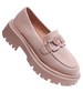 Wiosenne loafersy damskie półbuty na platformie Khaki /E2-3 15477 T326/