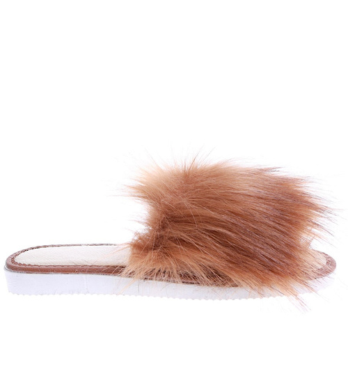 Rude damskie klapki z kudłatym futerkiem /F9-1 15312 S292/