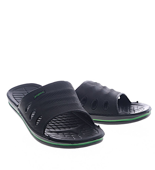 Basenowe klapki męskie Czarne /E2-1 13265 T193/