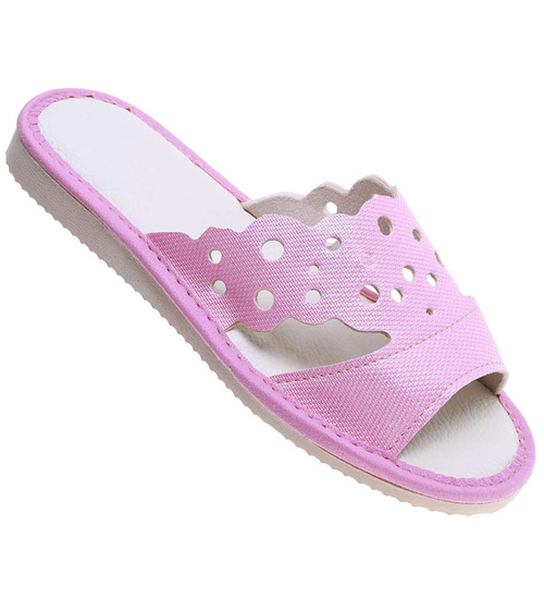 Różowe ażurowe domowe klapki kapcie /A10-1 16170 S165/