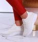 Sportowe buty damskie Ecru /F3-3 13318 T292/