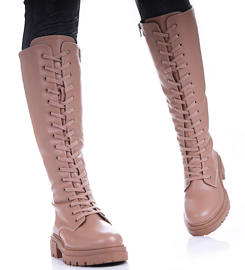 Wysokie ocieplane glany trapery Khaki /C3-1 17121 T3/