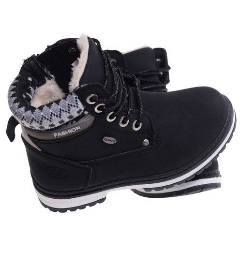 Ocieplane czarne botki trapery dziewczęce /C1-3 18293 T384/