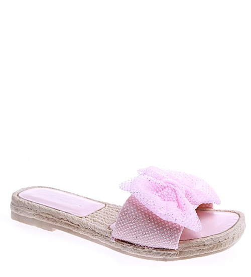 Różowe klapki dla dziewczynki kokarda /F5-1 14590 T198/