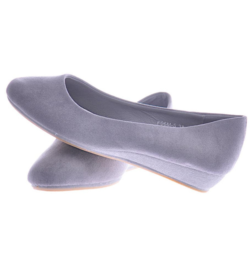 Damskie szare balerinki na niskim koturnie /D2-2 12558 T218/