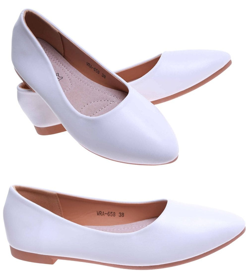 Białe klasyczne baleriny damskie /A1-3 17672 W192 +h2/