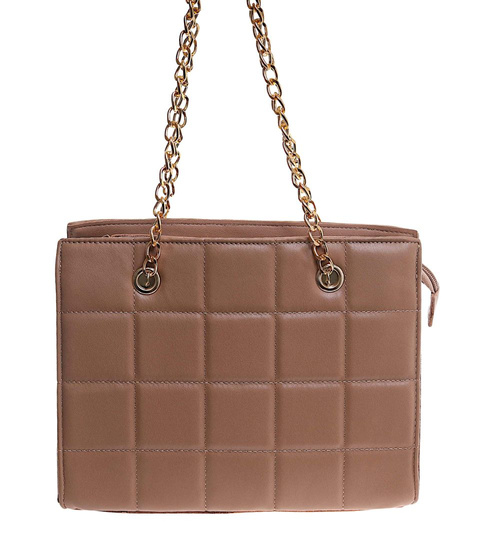 Beżowa torebka kuferek z łańcuszkiem i paskiem /H2 K46 TB676 G195/