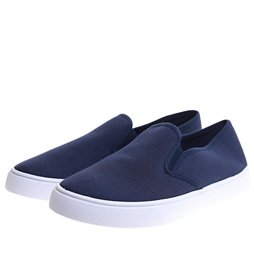 Granatowe męskie trampki slip on /D2-3 17164 T286/