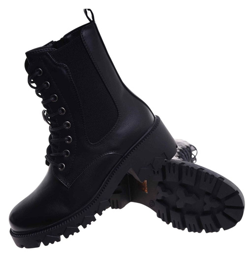 Czarne trapery damskie na platformie /A3-3 18284 W480/