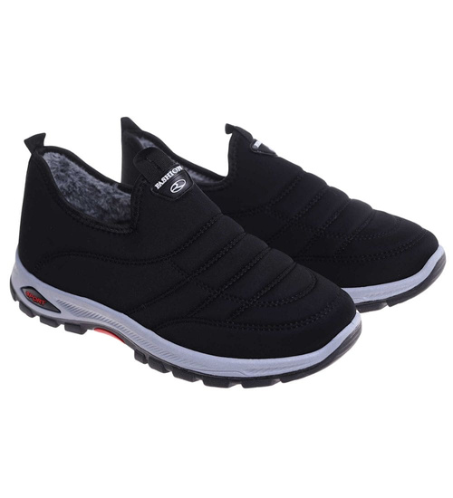 Wsuwane sneakersy męskie z ociepleniem Czarne /F5-1+h2 18249 T386/