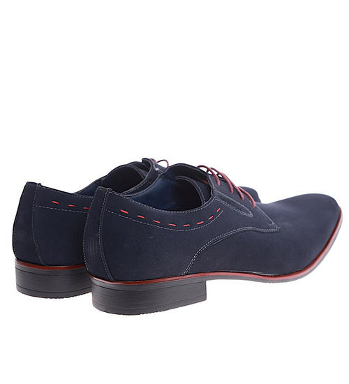 Sznurowane granatowe półbuty męskie /E9-2 15872 S491/