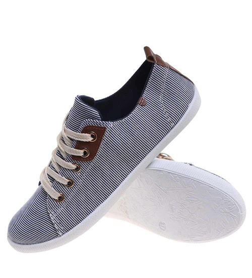 Granatowe tenisówki w paski /G9-2 18750  T1/