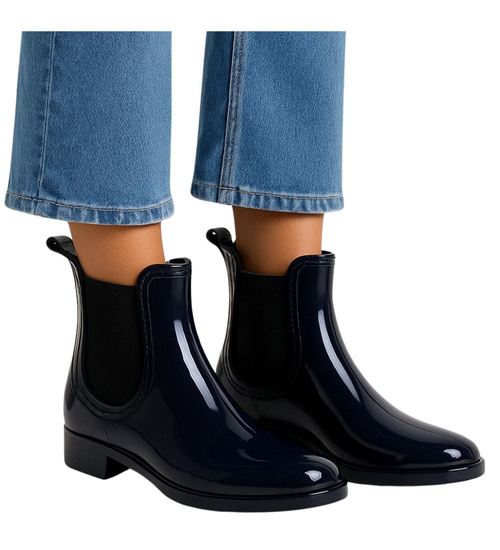 Kalosze damskie granatowe gumiaki sztyblety /D2-1 18041 T201